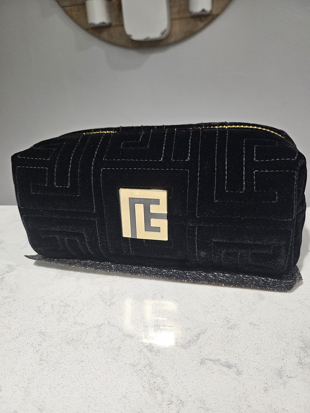 Brand New Balmain Paris Black Velvet Logo Cosmetic / Travel Pouch